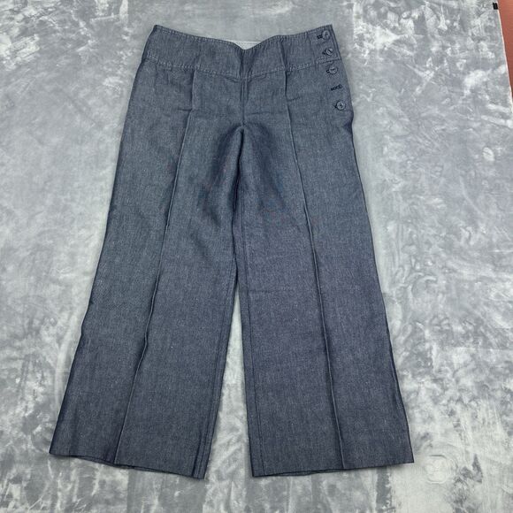 Anthropologie Cartonnier Wide Leg Crop Sailor Pants Linen Blend Size 10 - Picture 1 of 12